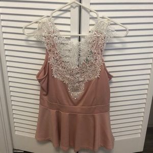 Julie’s Closet pink with lace blouse